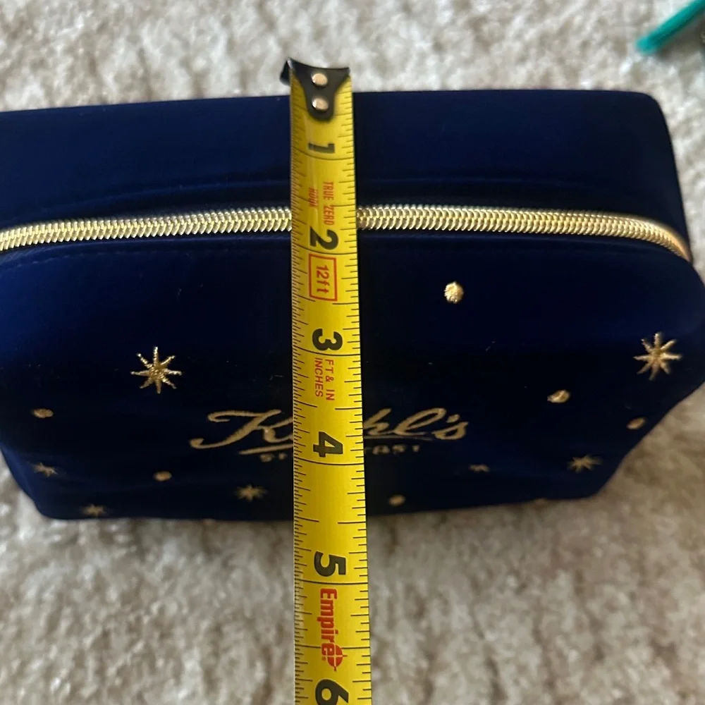 New Kiehl's Blue and Teal Cosmetic Bags with Gold Accents